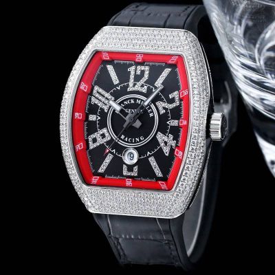 Franck Muller Diamond Watch V45 SC DT series Silver steel case with White diamonds Diameter 42mm watch